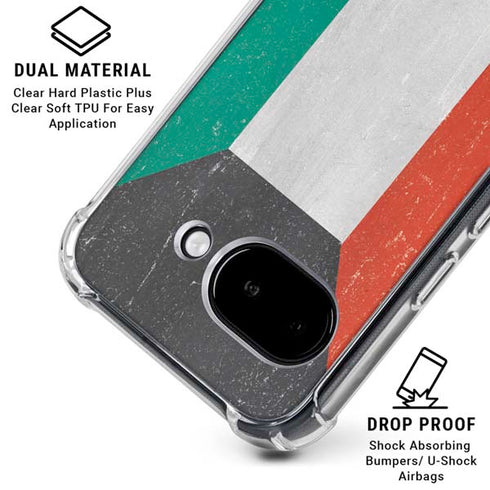 Kuwait Flag Distressed Google Pixel 9a Clear Case